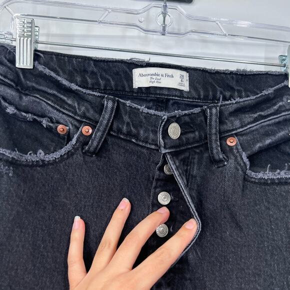 Abercrombie & Fitch The Dad High Rise Jeans Button Fly Distressed - Picture 3 of 7